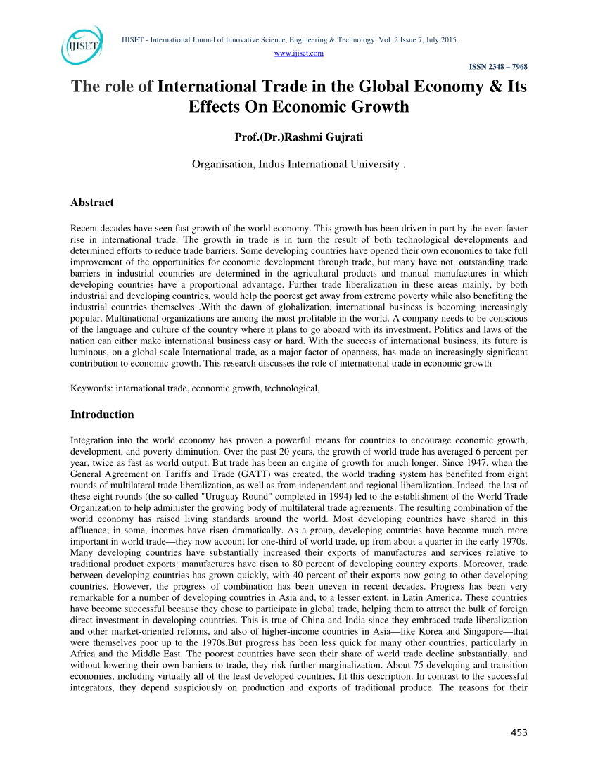 research paper on international economics
