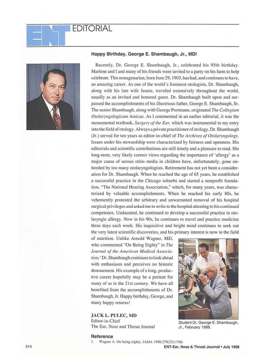 Happy Birthday, George E. Shambaugh, Jr., MD!