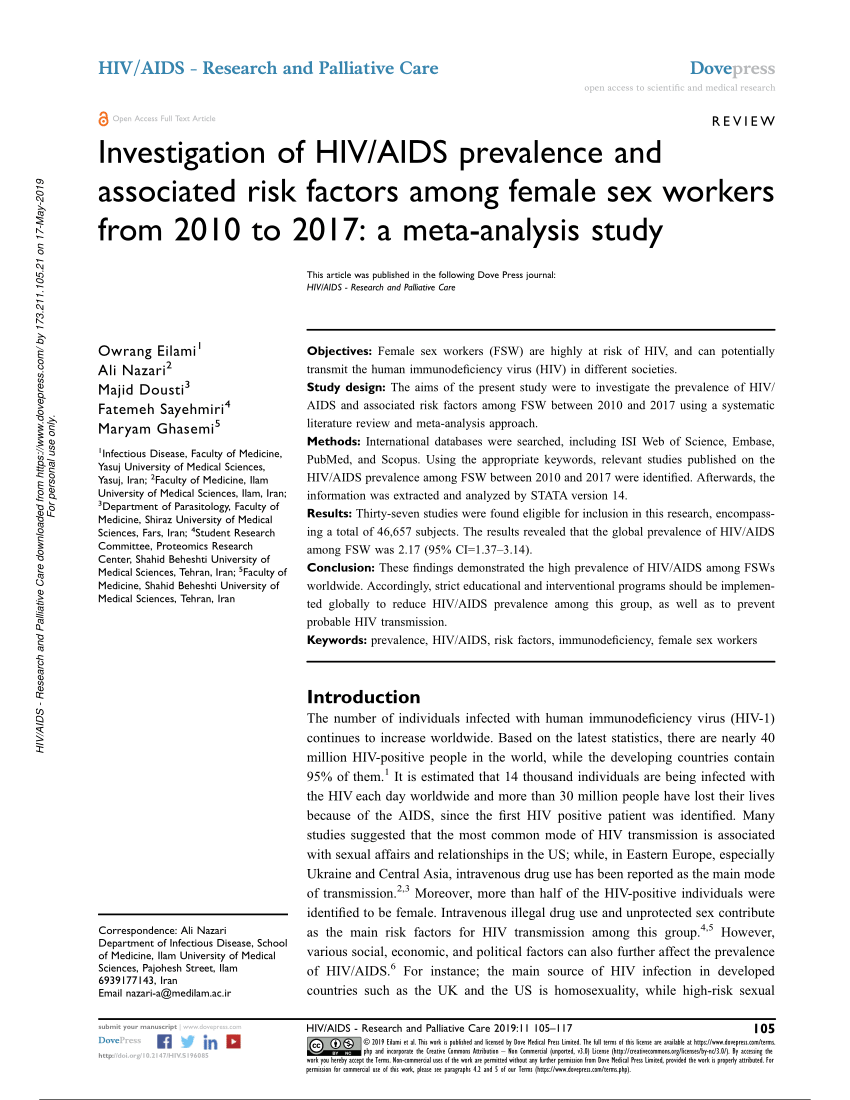 Pdf Investigation Of Hivaids Prevalence And Associated Risk Factors 2042