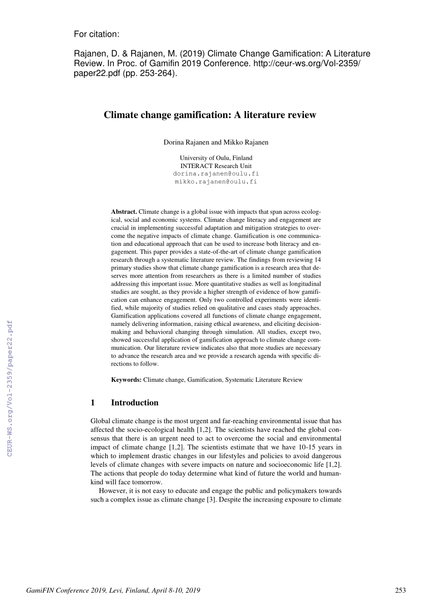 literature review about climate change