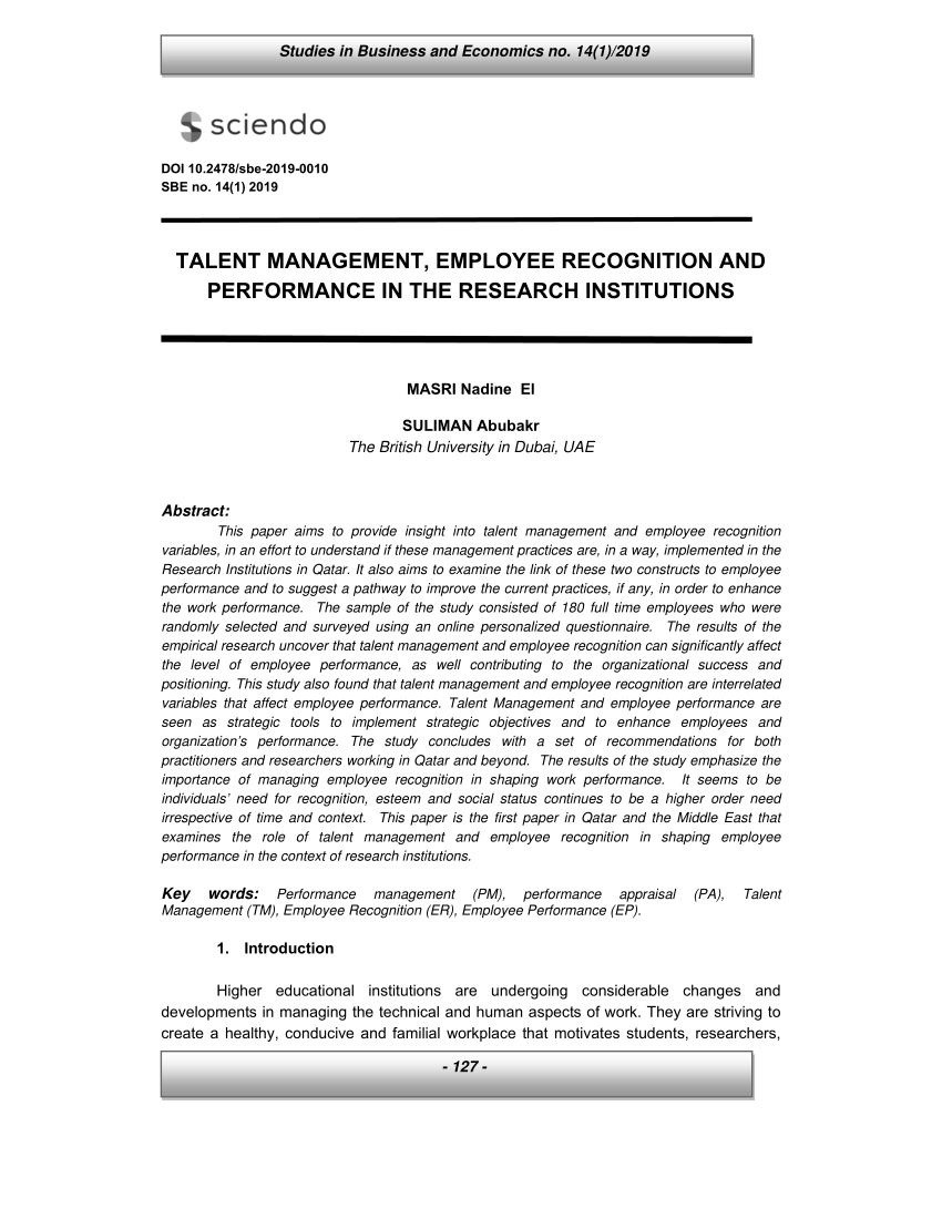 research proposal on talent management