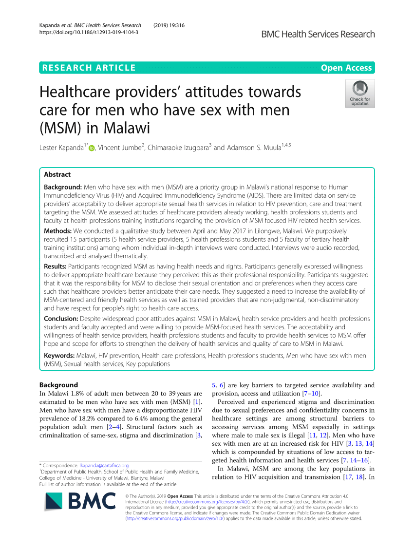 PDF Healthcare providers attitudes towards care for men who have