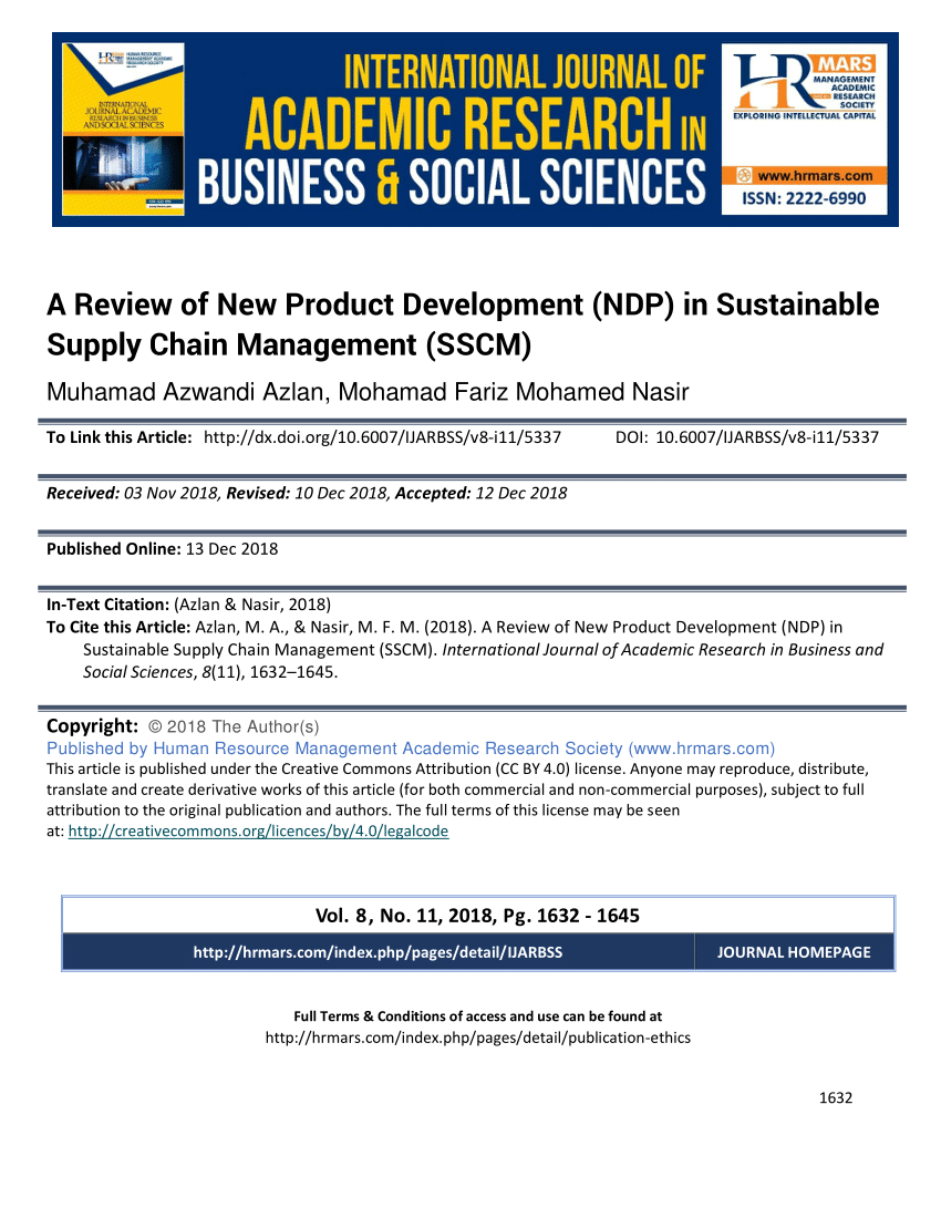 Pdf A Review Of New Product Development Ndp In Sustainable Supply Chain Management Sscm