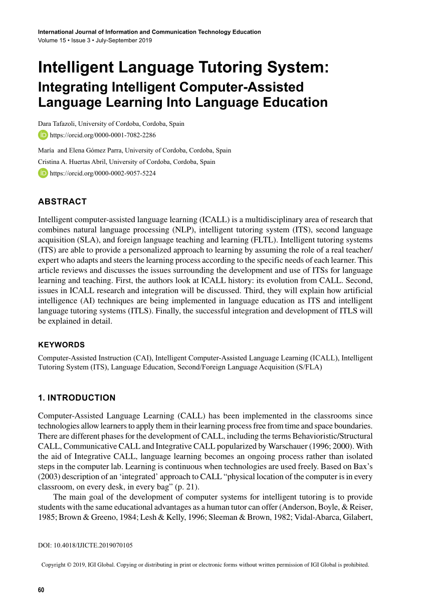 (PDF) Intelligent Language Tutoring System: Integrating ...