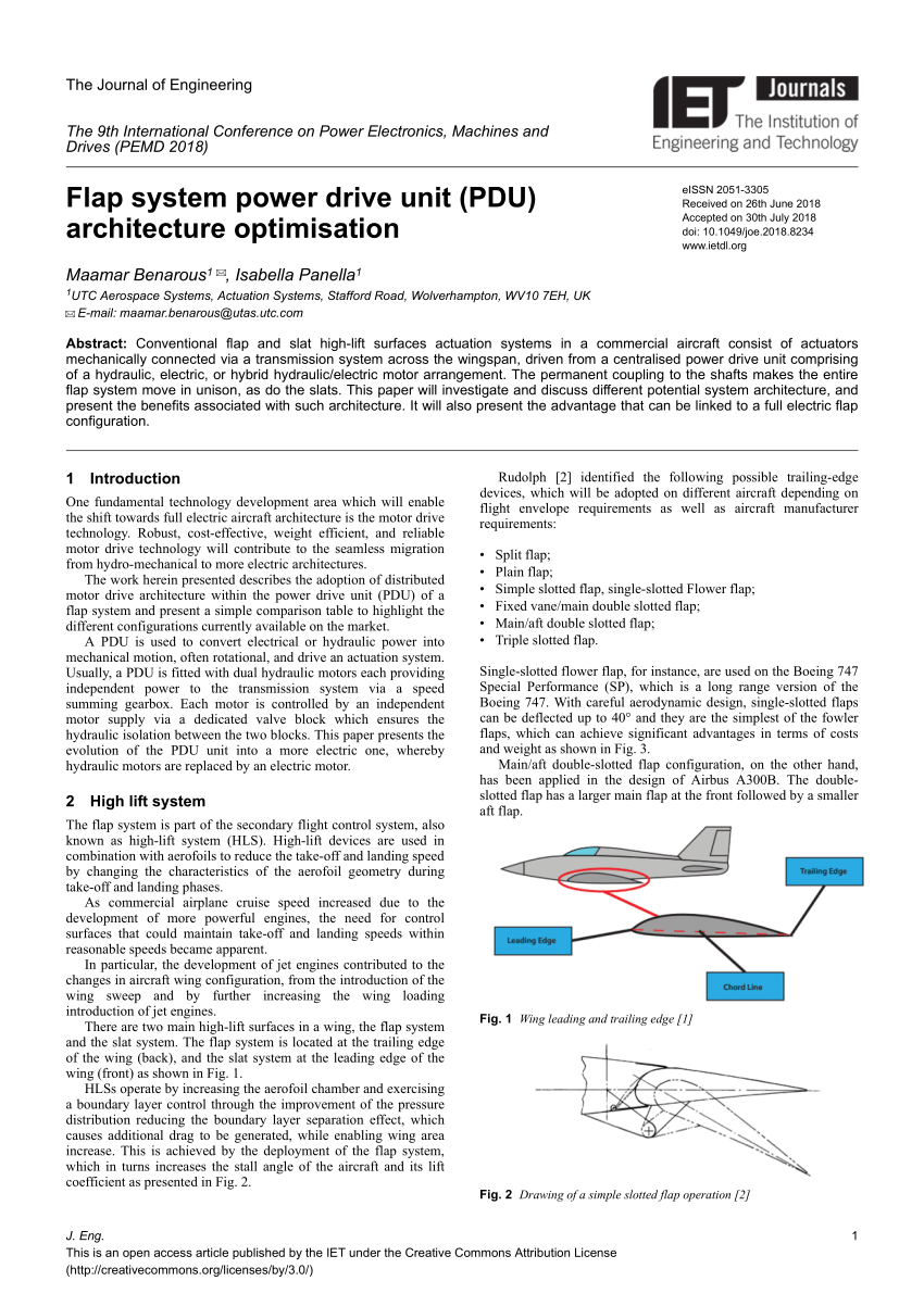 Pdf Flap System Power Drive Unit Pdu Architecture Optimisation