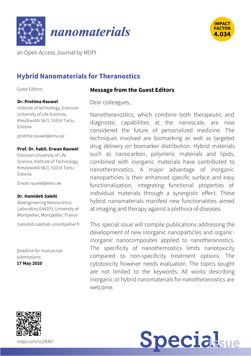 (PDF) Special Issue "Hybrid Nanomaterials for Theranostics" impact