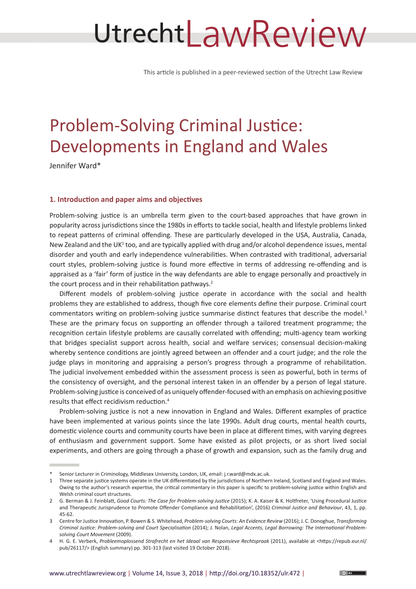 problem solving models in criminal justice