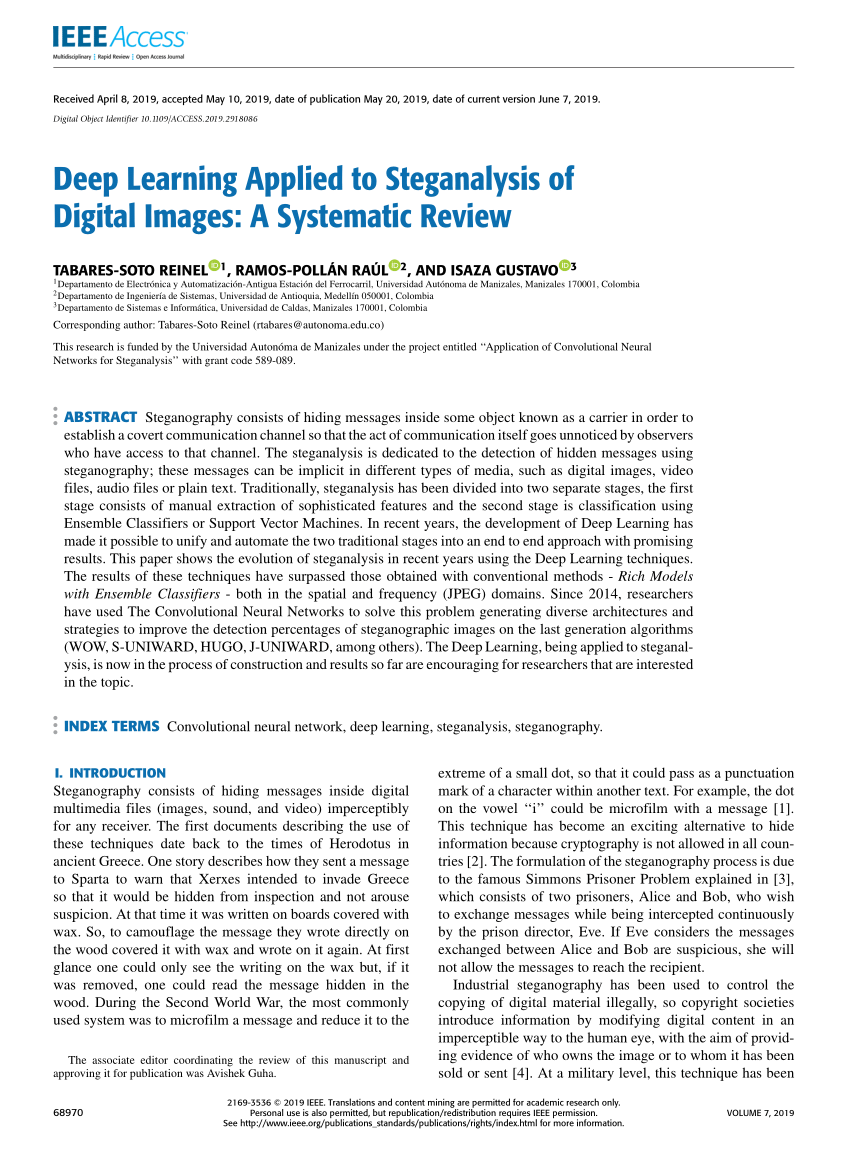 PDF) Deep Learning Applied to Steganalysis of Digital Images: A ...