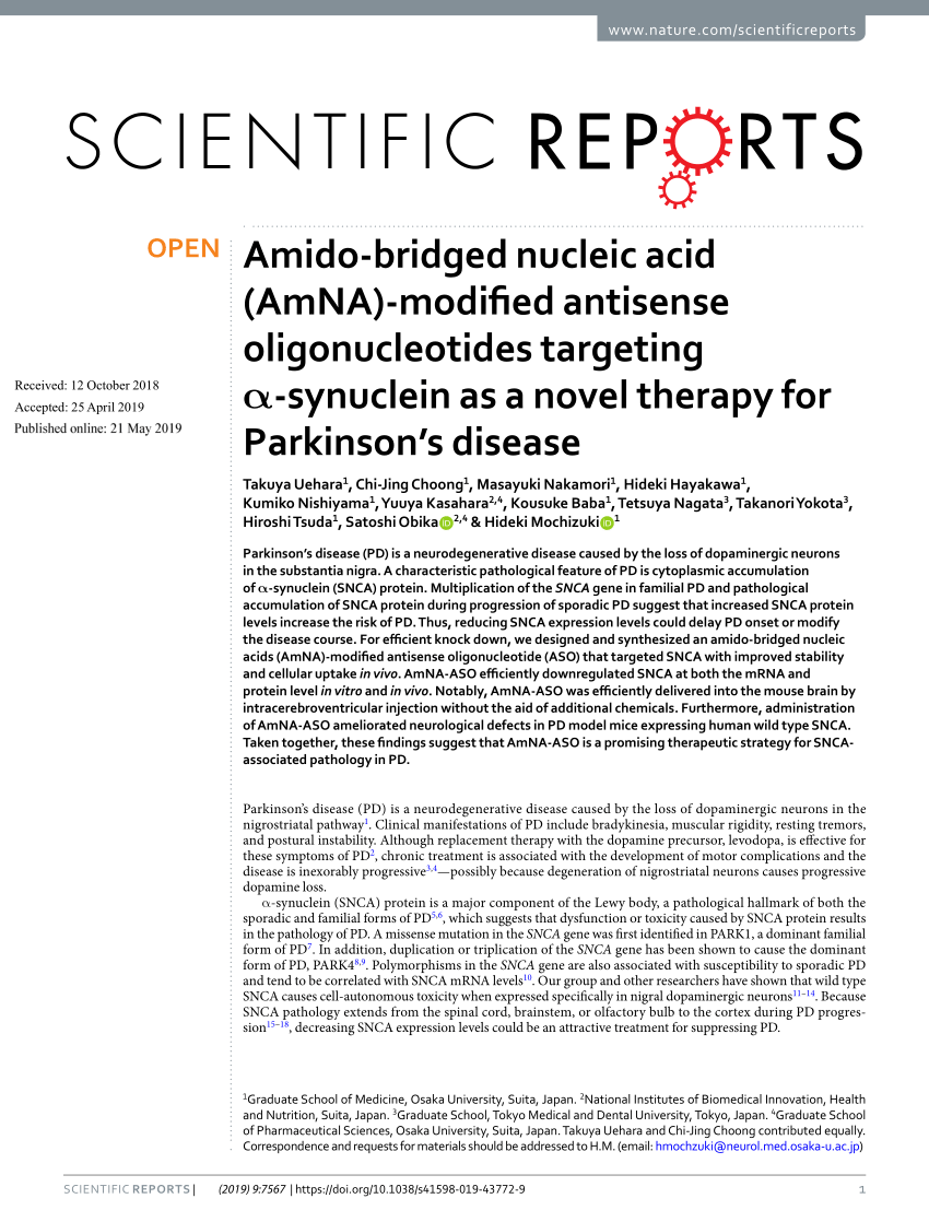 PDF) Amido-bridged nucleic acid (AmNA)-modified antisense