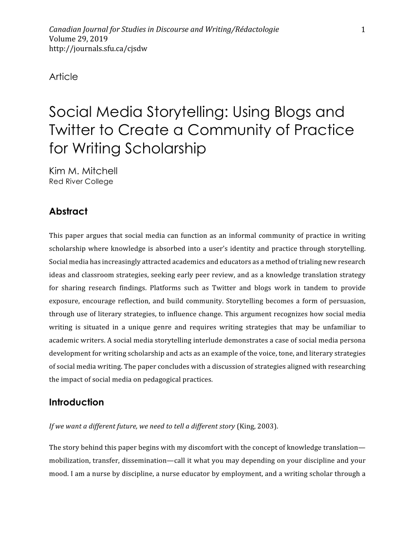 officiel amplifikation lemmer PDF) Social Media Storytelling: Using Blogs and Twitter to Create a  Community of Practice for Writing Scholarship