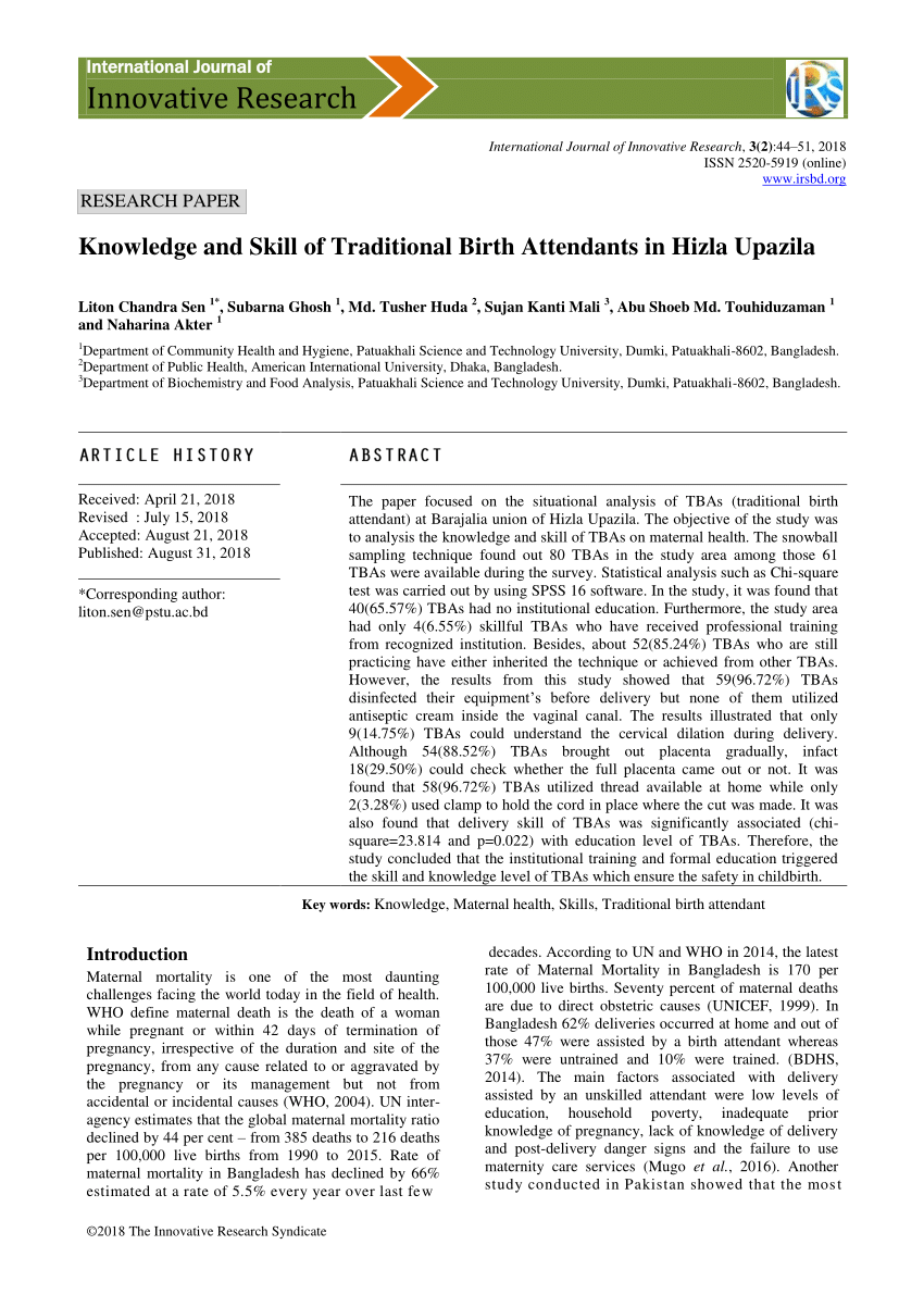 literature review traditional birth attendants