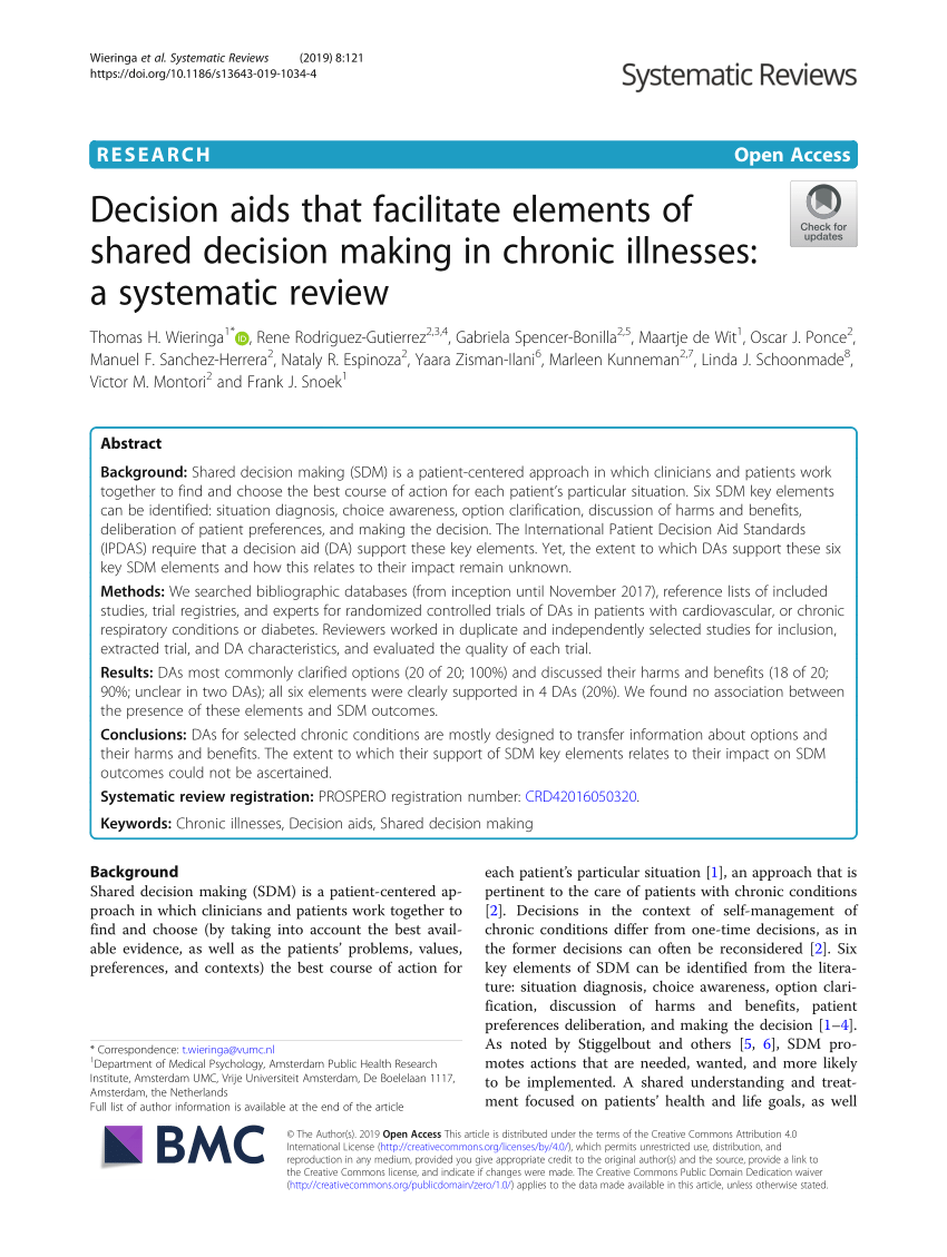 literature review on decision aids