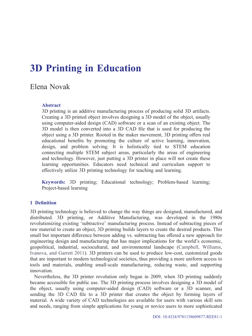 literature review of 3d printing
