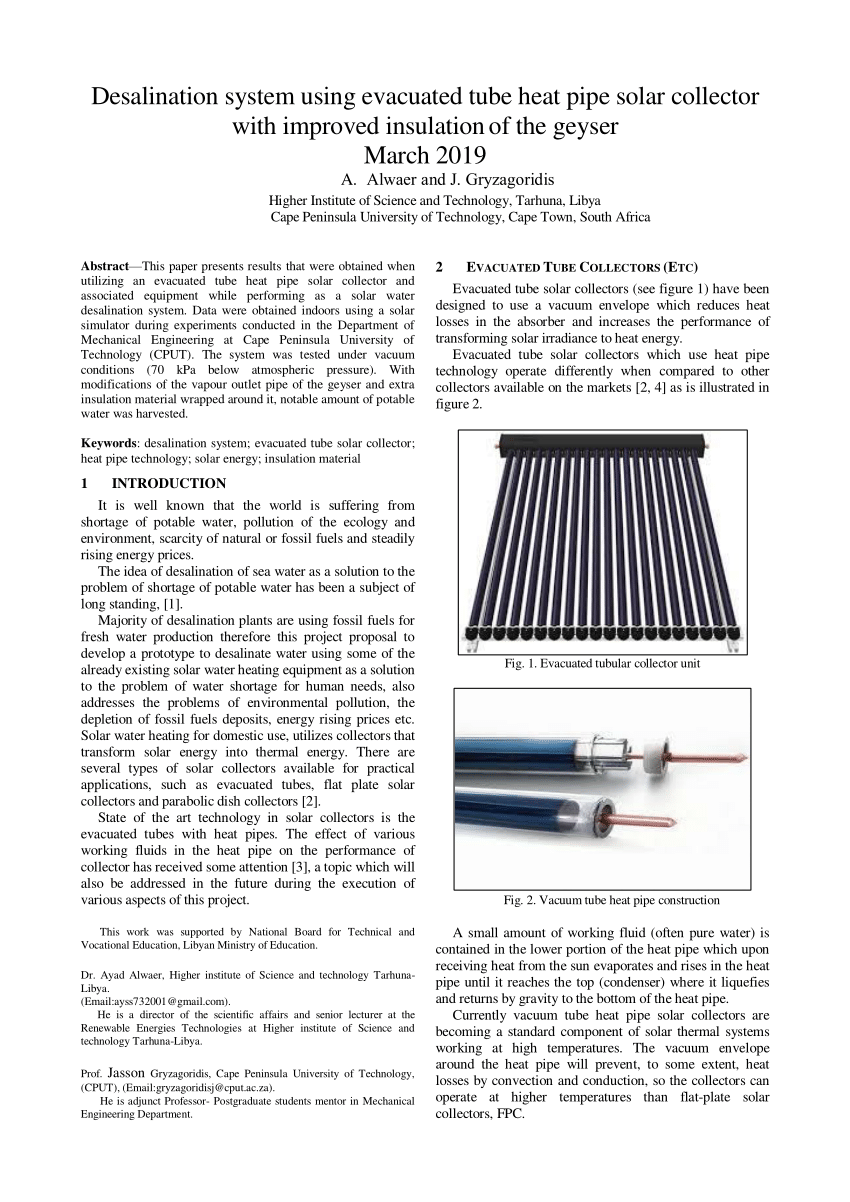 (PDF) Desalination system using evacuated tube heat pipe solar ...