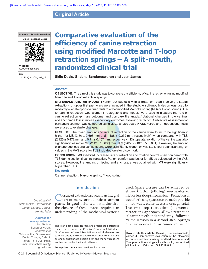 PDF) A randomized clinical trial to compare the effectiveness of canine  lacebacks with reference to canine tip