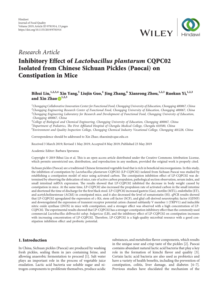 (PDF) Inhibitory Effect of Lactobacillus plantarum CQPC02 ...