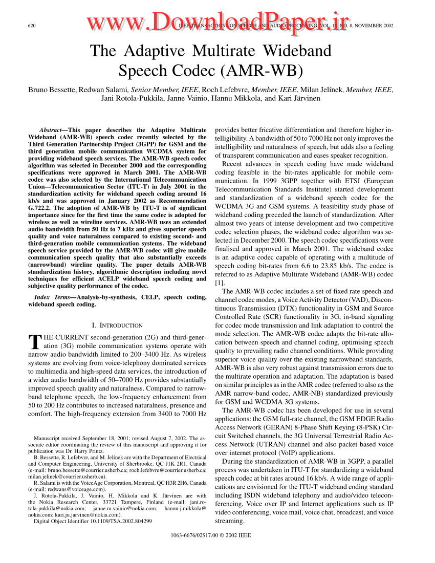 3gpp amr wideband floating-point speech codec