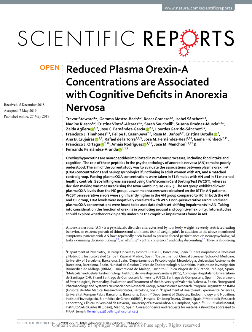(PDF) Reduced Plasma Orexin-A Concentrations are Associated ...