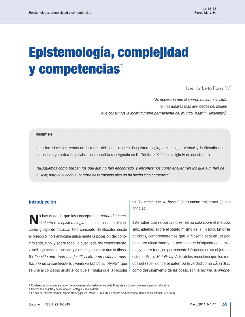 PDF) Epistemologa, complejidad y competencias