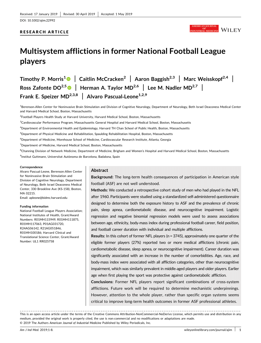 The Comorbidities of the National Football League