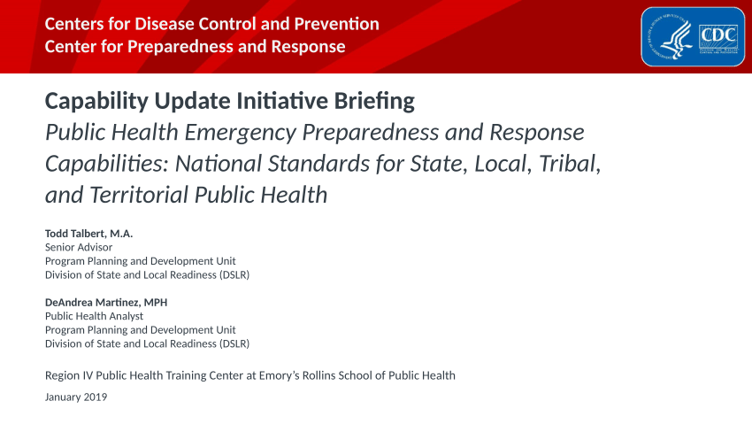 Pdf Public Health Emergency Preparedness And Response Capabilities National Standards For 1099