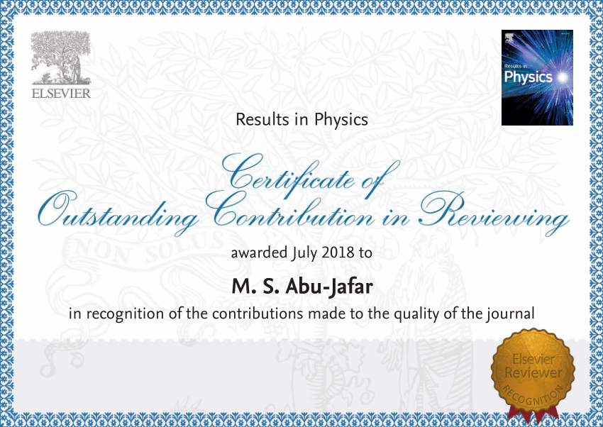 (PDF) Certificate of Outstanding Contribution in Reviewing Results in