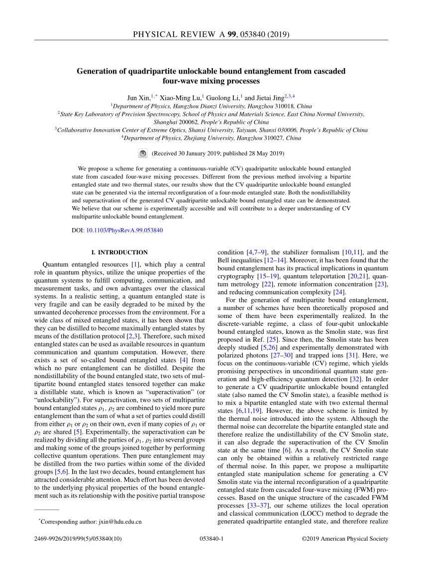 (PDF) Generation of quadripartite unlockable bound entanglement from ...