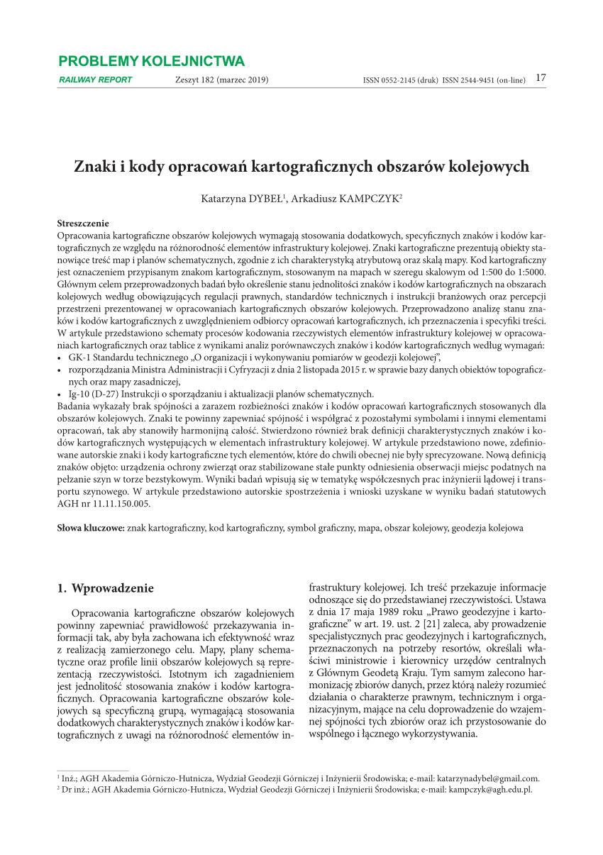 Pdf Znaki I Kody Opracowań Kartograficznych Obszarów