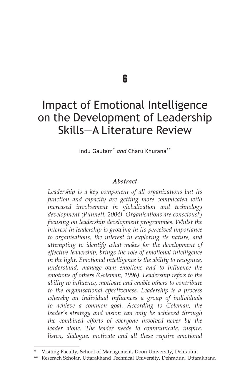 literature review on emotional intelligence and job performance