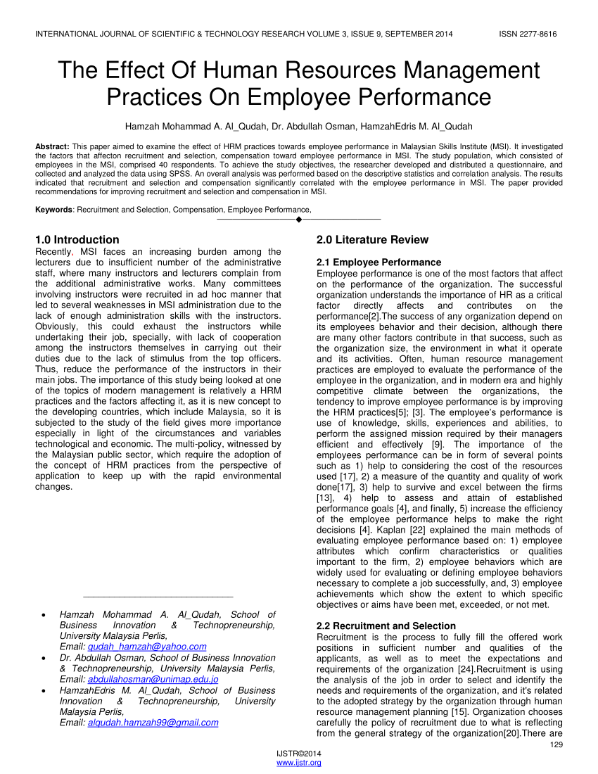 research paper on human resources management