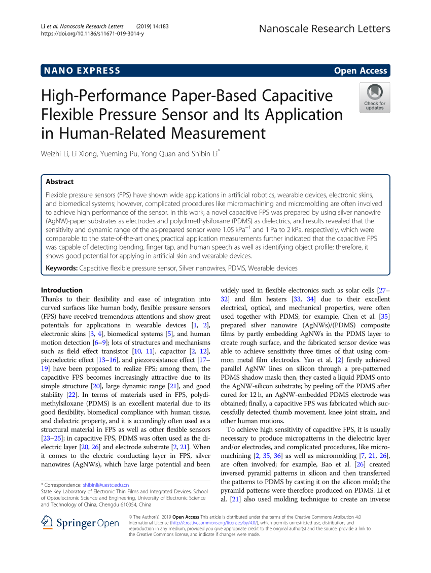 (PDF) High-Performance Paper-Based Capacitive Flexible Pressure Sensor ...