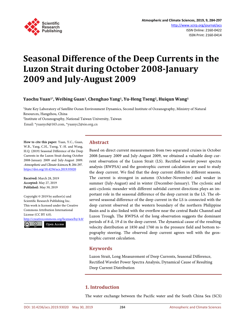 PDF) Seasonal Difference of the Deep Currents in the Luzon Strait 