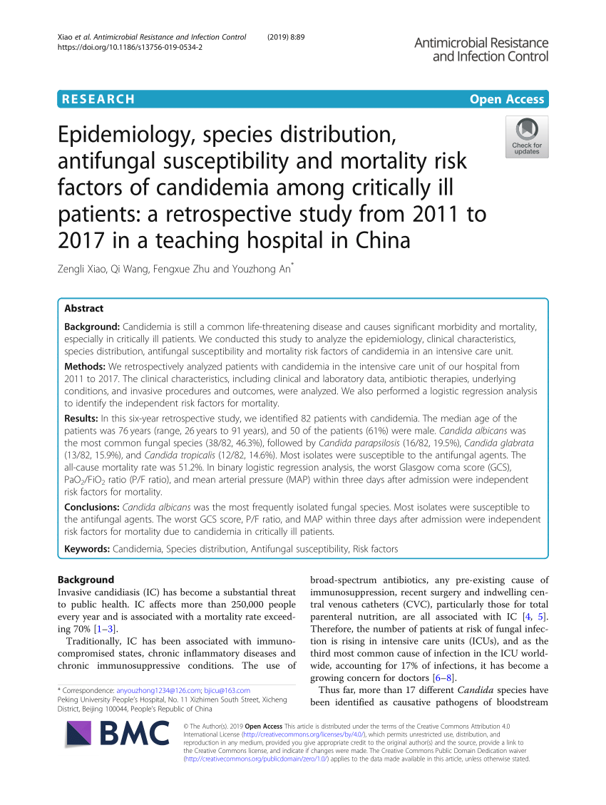 Pdf Epidemiology Species Distribution Antifungal Susceptibility And Mortality Risk Factors 