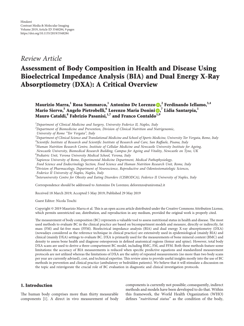 Analysis of Body Composition: A Critical Review of the Use of