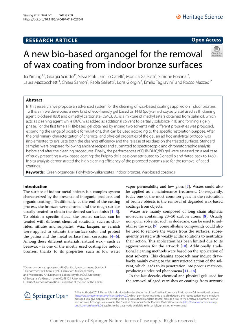 PDF) A new bio-based organogel for the removal of wax coating from