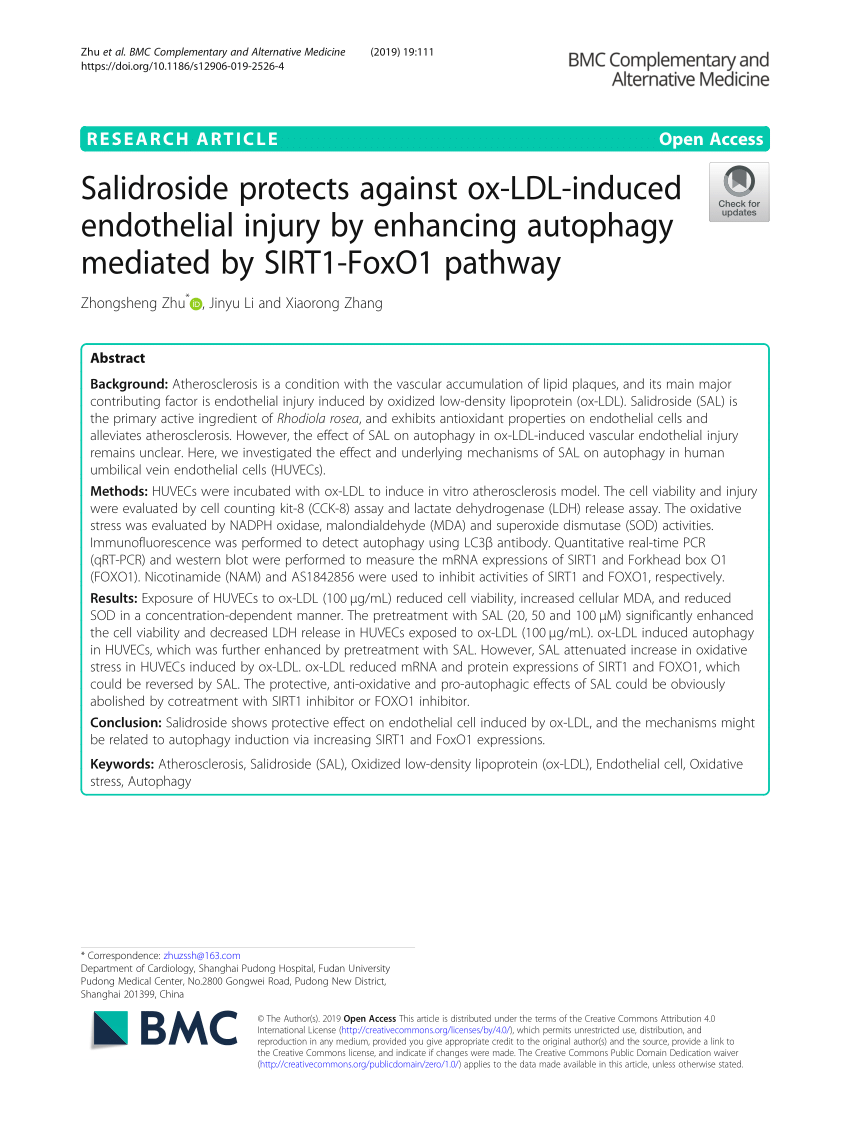 Download Pdf Salidroside Protects Against Ox Ldl Induced Endothelial Injury By Enhancing Autophagy Mediated By Sirt1 Foxo1 Pathway PSD Mockup Templates
