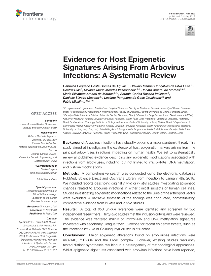 PDF) SYSTEMATIC REVIEW Evidence for Host Epigenetic Signatures ...