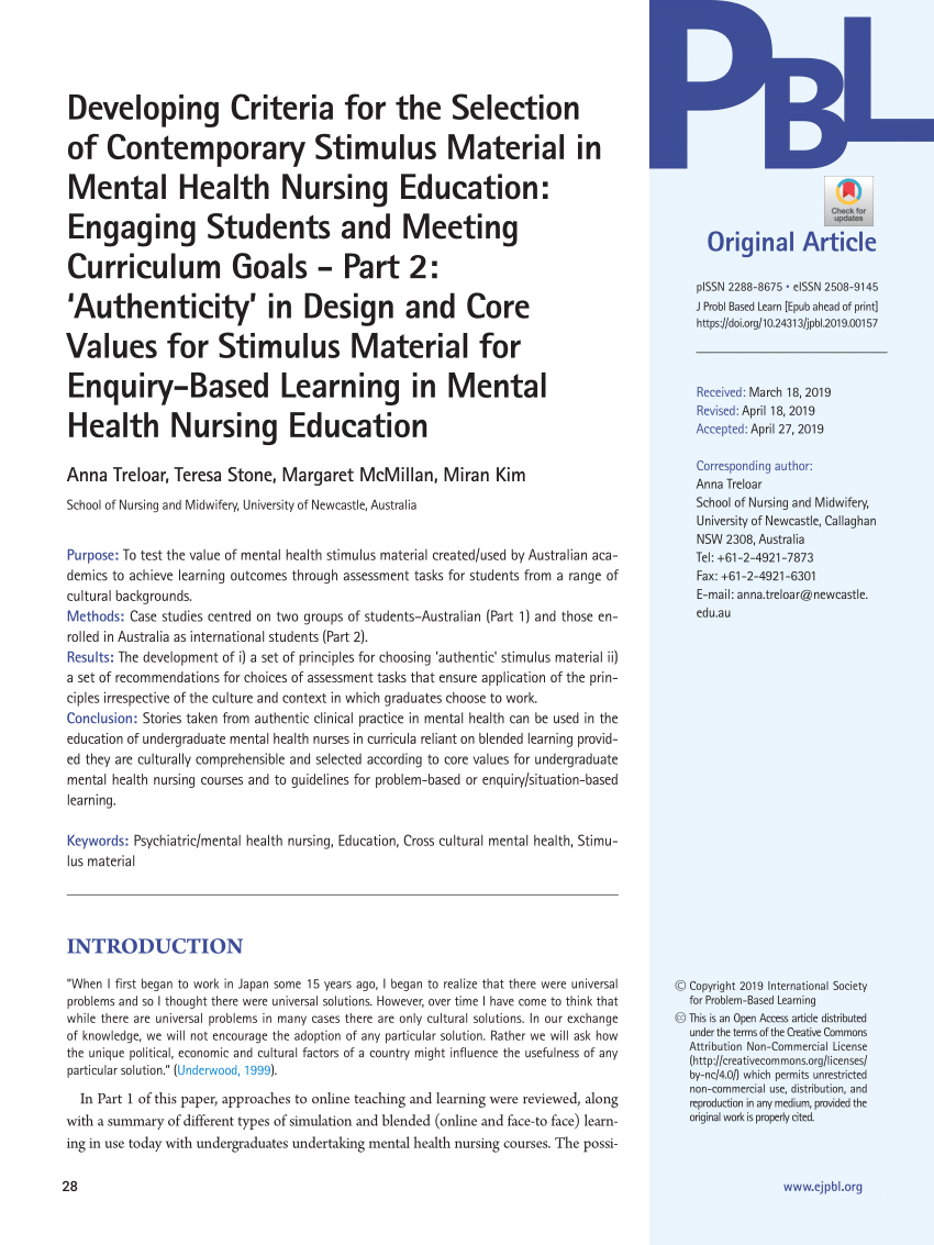 research studies in mental health nursing