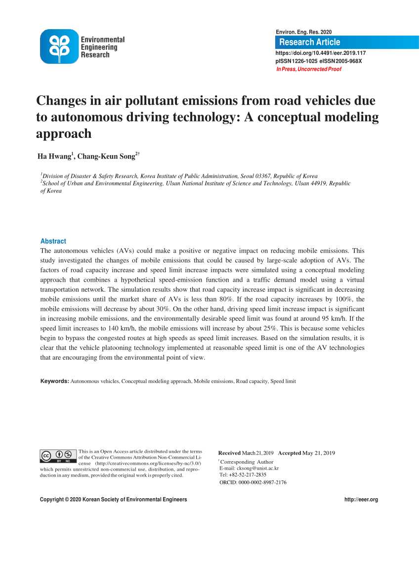 PDF) Changes in air pollutant emissions from road vehicles due to ...
