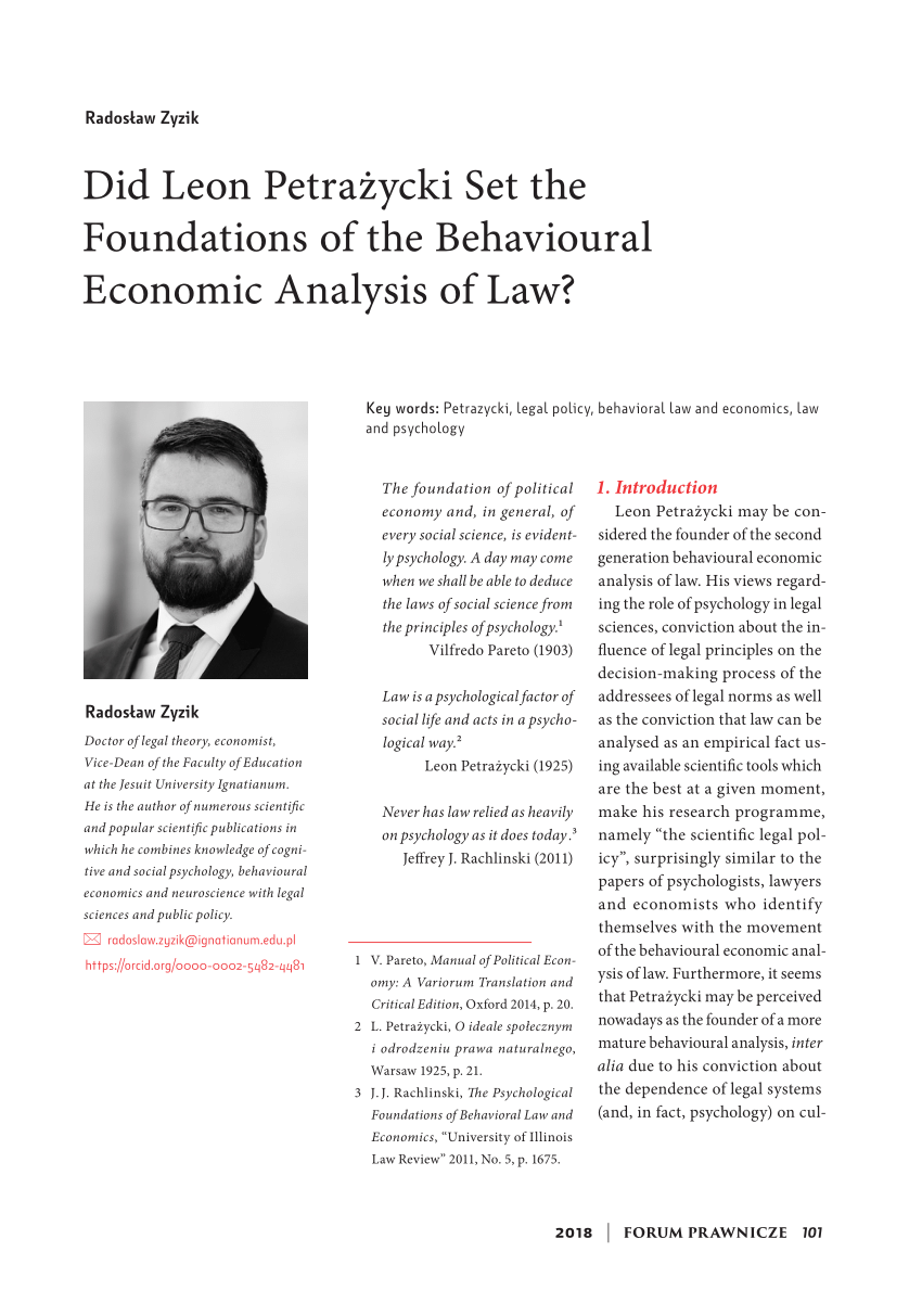 PDF) Did Leon Petrażycki Set the Foundations of the Behavioural