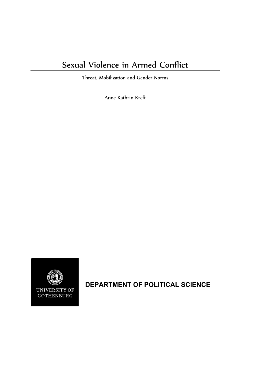Pdf Sexual Violence In Armed Conflict Threat Mobilization And Gender Norms