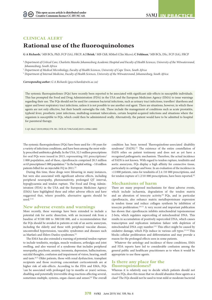 Pdf Rational Use Of The Fluoroquinolones