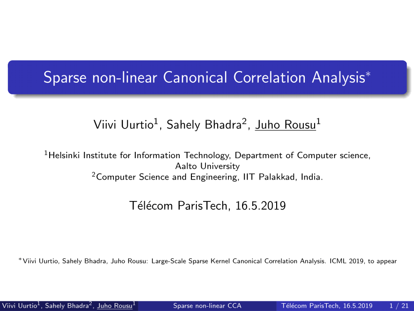 what is nonlinear canonical correlation analysis