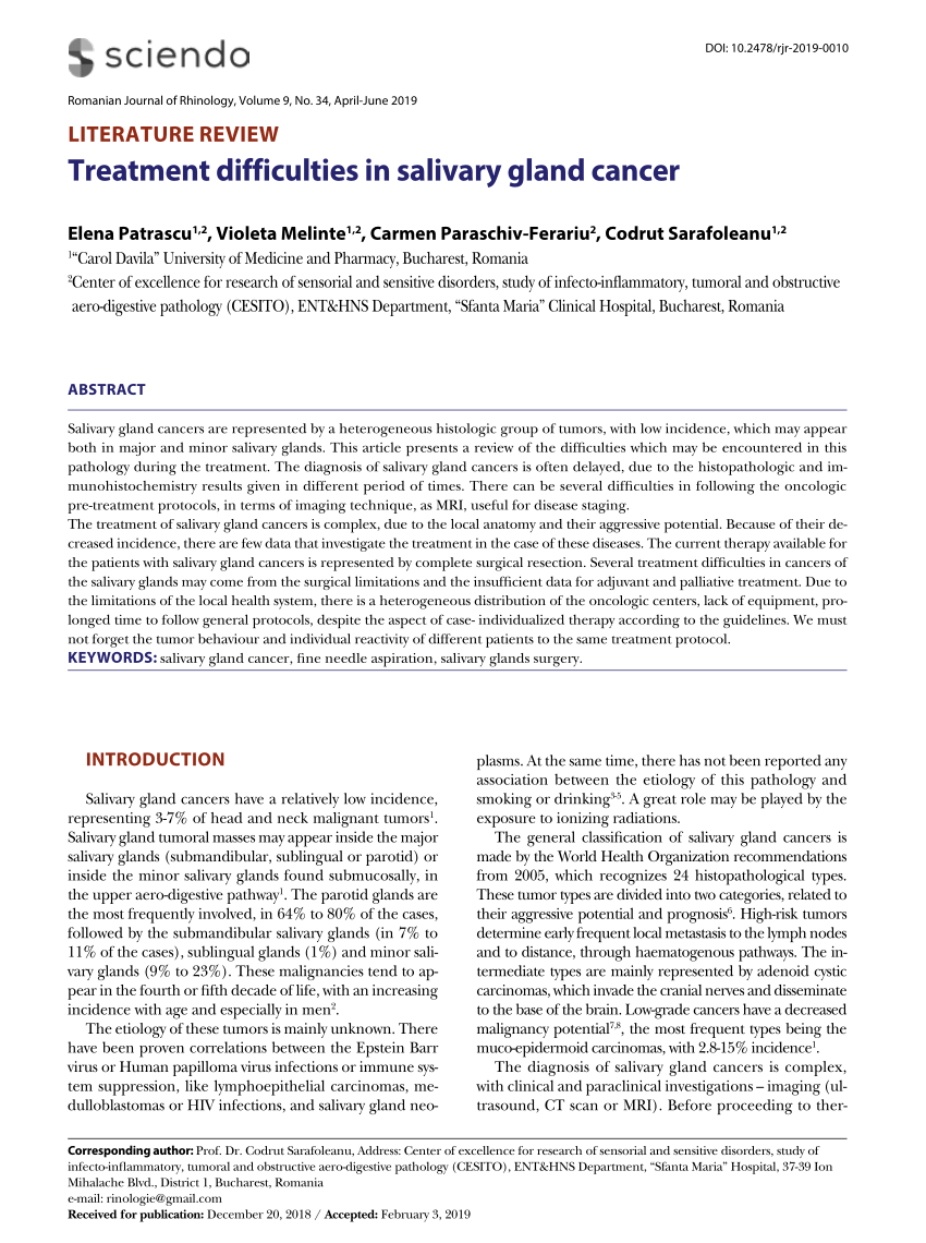 salivary gland cancer research paper