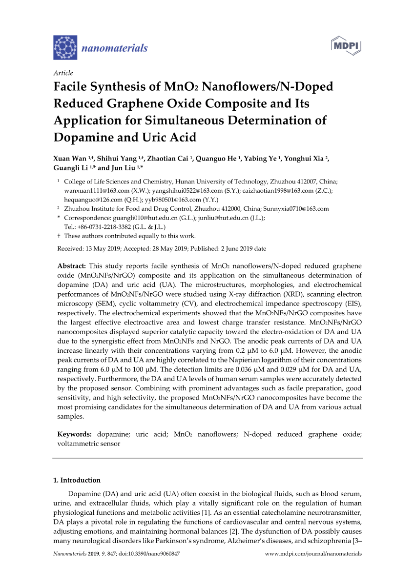 Pdf Facile Synthesis Of Mno2 Nanoflowersn Doped Reduced Graphene Oxide Composite And Its 1683