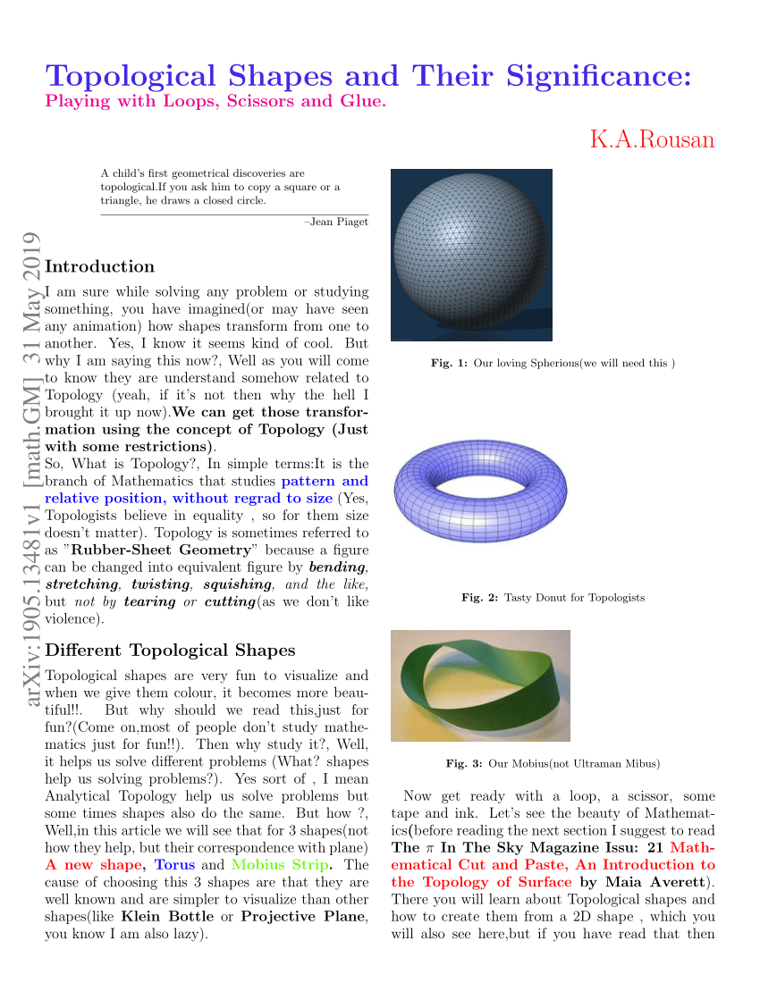 PDF Topological Shapes and their Significance