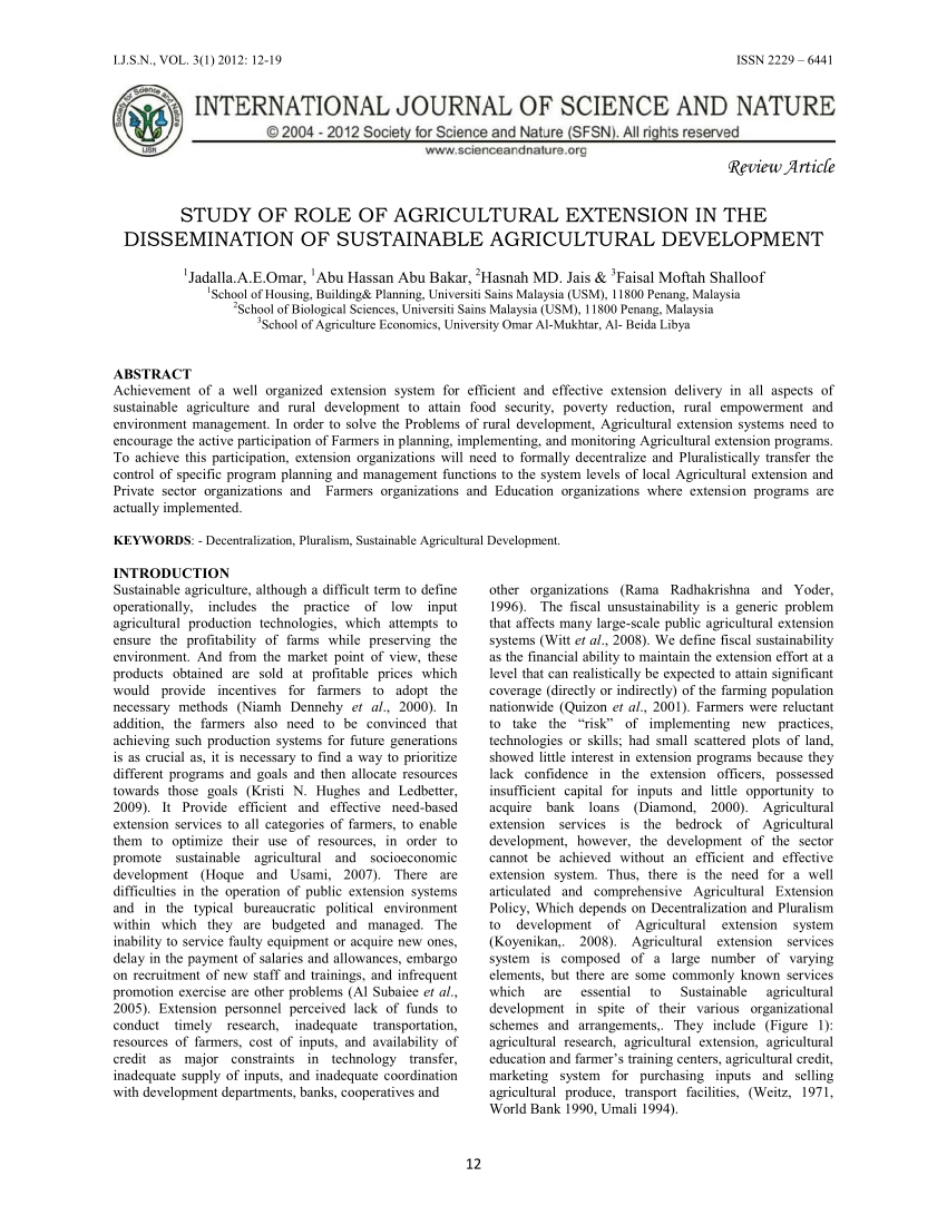 research proposal on agricultural extension