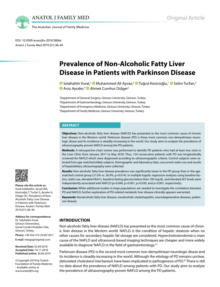 PDF Prevalence of Non Alcoholic Fatty Liver Disease in patients  