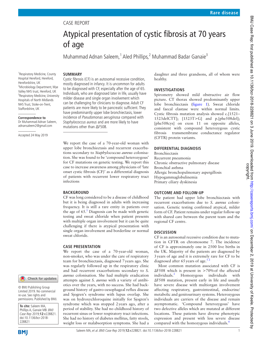 atypical presentation of cystic fibrosis