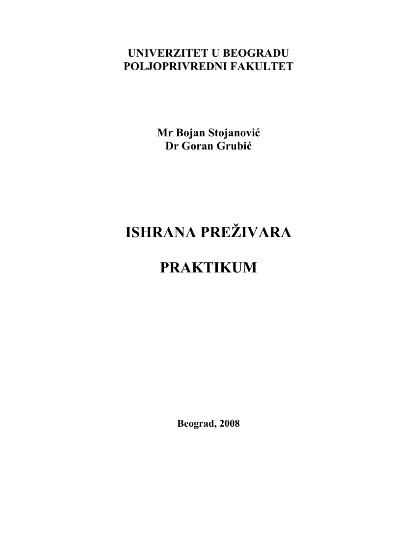 (PDF) ISHRANA PREŽIVARA PRAKTIKUM